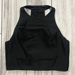 Voge Boutique Crop Top Womens Medium Black Excellent Halter Open Back RH13020